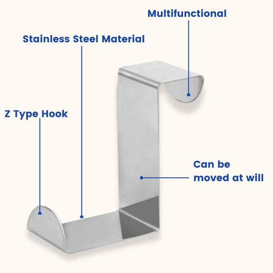 SYGA Stainless Steel Hook, 5 Cm X 2.5 Cm, Large, Silver, Set of 6