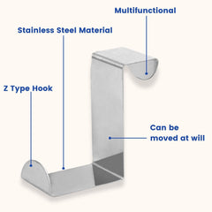 SYGA Stainless Steel Hook, 5 Cm X 2.5 Cm, Large, Silver, Set of 6