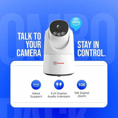 Trueview 3MP WiFi Robot Security Camera | 360° Pan Tilt | All-Time Color Night Vision | AI Auto Tracking & 2-Way Audio | Alexa Compatible | Supports 256GB Memory Card | STQC Certified for Privacy