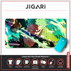 JIGARI Extended Anime Large Mouse Pad (11 x 23 Inch) | Gaming Mousepad for Laptop, Desktop & Keyboard | Smooth Surface | Anti-Slip Rubber Base (Zoro - Sword Master - One Piece (P08))