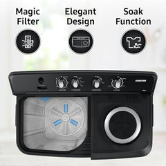 Samsung 10.5 kg, 5 star, Semi-Automatic Top Load Washing Machine (WT10C4260GG/TL, Air Turbo Drying, Light Gray,)