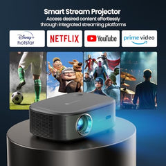 Portronics Beem 450 Smart LED Projector with 1080p Full HD Resolution, Built-in Streaming Apps (Netflix, Prime Video, Hotstar), 4000 Lumens, Screen Mirroring, 3 Watt Speaker, Bluetooth, Wi-Fi (White)