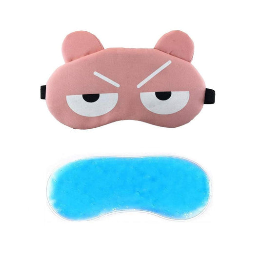 SYGA Cartoon Gel Ice Sleep Eye Mask Adjustable Head Strap Funny Eye Mask for Sleeping (Half Eye Pink)