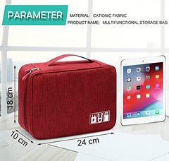 Seagull flight of fashion Nylon 2 Layer Gadget Organizer Case,Electronic Accessories Bag,Tech Organizer Pouch for Hard Disk,Pen Drive for Home&Travel-24 X 18 X 10 Cm-Wine Red-Model 1