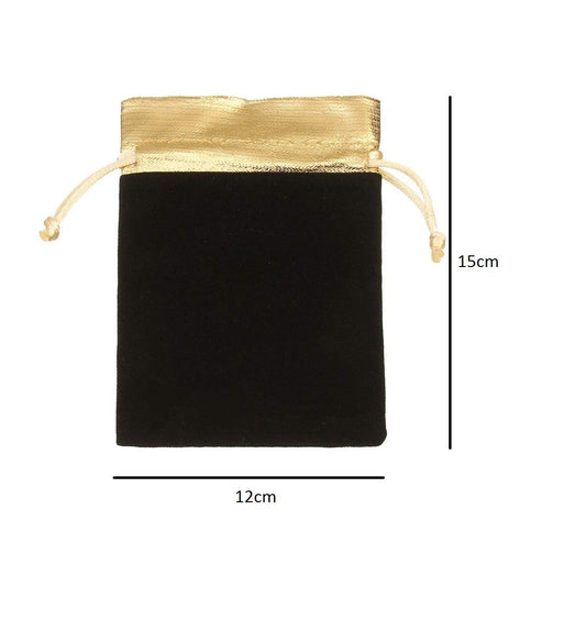 SYGA Set of 10 Black Velvet Bag Gold Mouth Jewelry Bag Drawstring Harness Pocket Gift Jewelry Pouch(12x15cm)