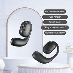 4BT Bluetooth Wireless Earpiece, Single Left Ear Earbud, 30 Hours Playtime, Open Ear, for iOS and Android, Sport Headset for Running, Driving, Cycling, Office (Black)