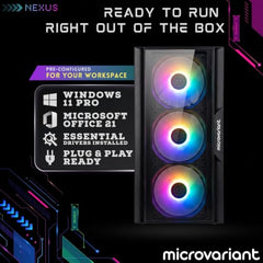 MICROVARIANT Nexus I7 Premium Desktop PC | Core I7-4770 Turbo Processor| 16GB RAM | 256GB M.2 NVMe SSD | HD Graphics 4600 | WiFi 6 + BT 5.3 Dongle | Windows 11 Pro | Office 21 | 2 Year Warranty