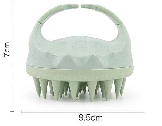 MOMISY Scalp Massager Shampoo Brush, Eco-Friendly Wheat Straw Body With Soft Silicon Bristles, Hair Scalp Scrubber, Scalp Exfoliator | Dandruff Removal (Green)