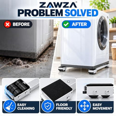 Washing Machine Refrigerator Movable Base Stand, Adjustable Appliance Roller Pairs with Telescopic Rails and Wheels for Dryer, Fridge and Heavy Household Appliances