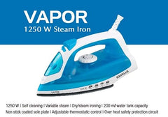Havells Vapor 1250 Watts Steam Iron With Teflon Coated Sole Plate, Self Cleaning Function, Vertical & Horizontal Ironing & 2 Years Warranty. (Blue), Abs