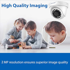 PRAMA PT-HTD70FOE-LPFS 2MP Ranginview Audio Fixed Turret Dome Camera, Built-in Microphone,1920 × 1080 Resolution, up to 20 Meters of IR Distance and 20 Meters of White Light Distance.