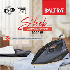Baltra Casual 750 Watts Dry Iron | Non Stick Coated Soleplate | Light Weight | Adjustable Temperature Control | Cotton Braided Swivel Cord | Press Iron for Clothes | 2 Years Warranty