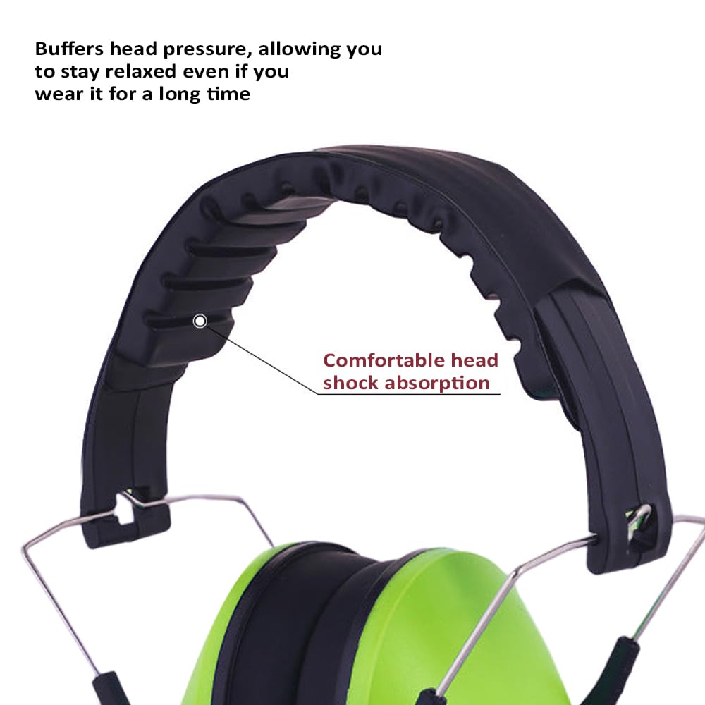 SYGA Children's Noise Reduction Earmuffs, Head-Mounted Soundproof Earmuffs for Learning, Reading, Sleeping, and Airport Use (Green)