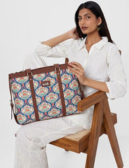 ZOUK Office Bag | Stylish Bags for Office Use | Laptop Bag 15.6 inch | Stylish Tote for Office Use | Purse for Women | Vegan Leather Handbag | Daily & Travel Use | Multicolor Mandala Print