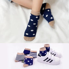 MOMISY 5 Pairs Tube Socks for children Toddlers Infant Baby Girl Boys (Navy, 0 year to 1 year)