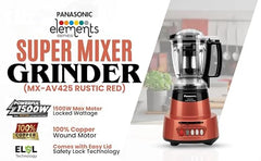 Panasonic Heavy Duty Mixer Grinder For Kitchen MX-AV425 (Sunstone Orange) Elements Series Powerful 1500W (MMLW) 4 Jar (Three-304 Stainless Steel & 1Juicer Extractor Jar) | 5 Years Motor Warranty