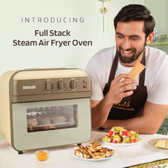 NESTER Full Stack Steamlock™ SS430 Stainless Steel Air Fryer Oven 16L | 2000 W Steam + Air Fry | Multi-Function-Air Fryer, Reheat, Bake, Toast | Adjustable Temperature & Timer - Dalgona Brown