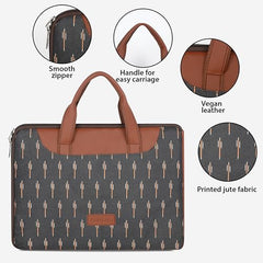 Tabelito Laptop Sleeve Bag 13" to 15.6 inch for Women Jute and Vegan Leather Office Everyday Handbags