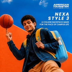 American Tourister Nexa Style 01 | 36L Backpack | Casual Bag | 3 Compartments | School & College Backpack for Men and Women | Olive | 1 Yr Global Warranty