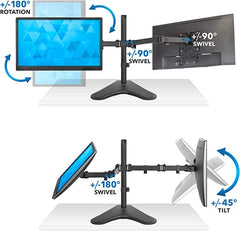 Jin Office Dual Monitor Stand | fits 13-32 inch Monitor - Upto 8 kg Weight Capacity | Height Adjustable Monitor Arm | Dual Monitor Stand for Desk