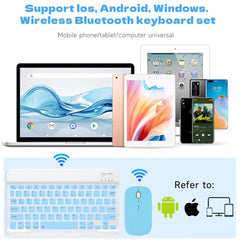 GOGARA Bluetooth Keyboard and Mouse Combo, Qwert Layout, Light Blue Universal Ultra-Slim, Wireless, Android Windows iPad iPhone Samsung Tablet, Portable Compact
