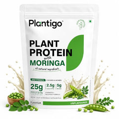Plantigo Plant Protein Powder with Moringa Superfood | 25g Protein, 5g BCAA, 2.5g Leucine, Digestive Enzymes | 3rd Party Lab Tested | Lush Mango Flavor - Travel Pouch
