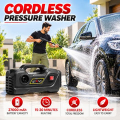 STARQ TurboMax 48V Cordless High Pressure Washer, 1020W, 100 Bar, 8 LPM, Portable Car, Bike & Home Cleaning Washer with 8 Meter Hose and 2 x 27000mAh Battery (Double Batteries Included)