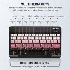 Bluetooth Keyboard and Mouse Combo Rechargeable Portable Wireless Keyboard Mouse Set for Apple iPad iPhone iOS 13 and Above Samsung Tablet Phone Smartphone Android Windows (Gradient White Purple)