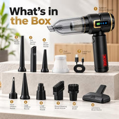 KKORE Typhoon Cordless Car Vacuum Cleaner 4-in-1 Vaccum Blower Inflate Deflate | 18000Pa Powerful Suction | 110000 RPM Brushless Motor | 6000mAh Battery | LED Display | 9 Attachments | 1 Year Warranty