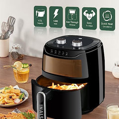 INALSA Air Fryer 4.2 ltr|1400 W with Air Crisp Technology|Temperature & Timer Control|8 Preset Menu & Digital Display|Air fry, Bake,Roast,Reheat,Dehydrate|Airfryer Recipe book(Tasty Fry Digital)