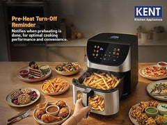 KENT Digital Air Fryer 5L | 1400W | Bake, Grill & Roast | Up to 80% Less Oil Usage | 8 Preset Menu | Rapid Heat Circulation | Digital Display & Touch Control Panel | Glass Window with in built Light