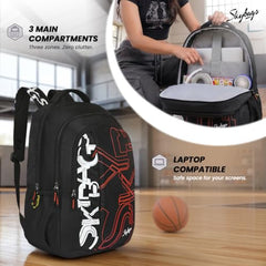 Skybags Brat Pro Max 35L Laptop Backpack (Upto 15.6"), 3 Compartments,Black