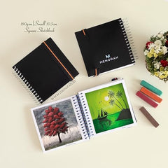 MENORAH - Artist Square Sketch Book - 180 GSM - Square Drawing Book - (100 Pages/50 Sheets) - Hard Metal Spiral Bound - (15.0 cm x 15.0 cm) - Pink
