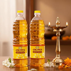 Om Shanthi POOJA MADE PURE Cycle Pure Om Shanthi Puja Oil, Blend Of 5 Puja Oils With Jasmine Fragrance for Daily Puja, Festivals - Pack Of 2 (1 litre per Pack)