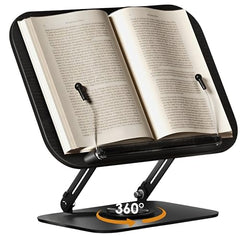 Sunchhaya Acrylic Book Stand for Reading – Clear Adjustable Book Holder with 360° Rotating Base, Foldable Reading Stand for Desk, Cookbook, Tablet & Laptop Stand, Height & Angle Adjustable (R22H)