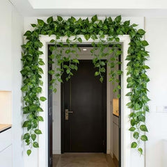 Go Hooked Artificial Hanging Creeper for Home Décor (Pack of 8, 6 Ft) | Money Plant Leaf Garland with 30 Leaves Each | Plastic Decorative Creeper for Balcony, Walls, Garden Decoration