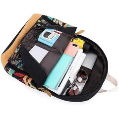 JAISOM Canvas Printing Women Backpack Travel Casual Rucksack Female Laptop Bagpack Student Bookbag School Bag for Teenage Girls (Leaf)