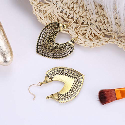 SYGA Women's Open Heart Earrings, Hollow Alloy, Vintage Style Dangles(Gold)