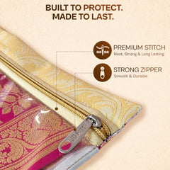 JD FRESH 12 Pcs Large Non Woven Saree Covers For Storage/Saree Bags with Zip/Multi-Purpose Lehenga Storage Bag/Clothes Covers for Dresses/Sarees/Lehengas (14x17 Inch)