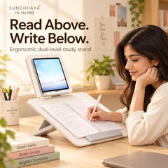 Sunchhaya Acrylic Book Stand for Reading – Clear Adjustable Book Holder with 360° Rotating Base, Foldable Reading Stand for Desk, Cookbook, Tablet & Laptop Stand, Height & Angle Adjustable (R22H)