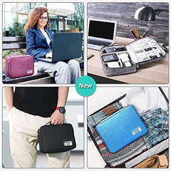 Seagull flight of fashion Nylon 2 Layer Gadget Organizer Case,Electronic Accessories Bag,Tech Organizer Pouch for Hard Disk,Pen Drive for Home&Travel-24 X 18 X 10 Cm-Wine Red-Model 1