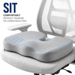 Grin Health Orthopedic Coccyx Seat Cushion | Memory Foam Ergonomic Seat for Tailbone Coccyx Support, Hip, Tailbone, Sciatica & Backpain Relief for Office Chair, Car Seat, Upto 100kg (Black)