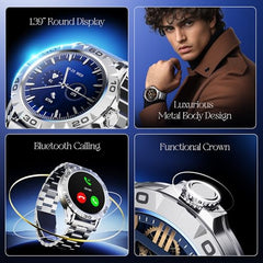 boAt Enigma Radiant Luxury Watch for Man w/1.43"(3.63 cm) AMOLED Display, AOD, Premium Metal Build, Round Dial, 200+Watch Faces, Upto 7 Days Battery Life, Fitness smartwatch for Men (Metal Black)
