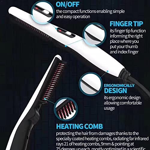 SYGA Electric Men's Hair Styler Beard Mustache Comb Iron Beard Straightener Comb Portable Hair Straightening Brush Travel Portable Styling Comb Beard Iron Multifunctional Straightening Brush