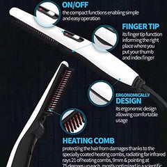 SYGA Electric Men's Hair Styler Beard Mustache Comb Iron Beard Straightener Comb Portable Hair Straightening Brush Travel Portable Styling Comb Beard Iron Multifunctional Straightening Brush