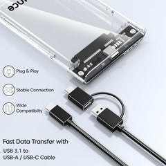 Sounce 2.5-Inch SATA to USB Type-C 3.1 External HDD/SSD Enclosure | 6Gbps UASP Speed | Tool-Free Design | Compatible with 7mm & 9.5mm Drives up to 6TB | Plug & Play | Shockproof Portable Case (Type C)