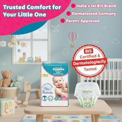 Amazon Brand - Supples Premium Baby Diaper Pants | 108 Baby Diapers | XL | 12-17 Kg | 12 Hrs Absorption | Cushiony Cotton Soft Fabric | Phthalates-Free | Triple Leak Guard | 54 Count, Pack of 2
