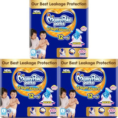 Mamypoko pants All night absorb| Pant Style Baby Diapers Large Size(L), 124 Count,(62*2) Ideal for 9-14Kgs|1 Diaper= Upto All night Absorption|Wider Crisscross Sheet|Gentle Coco Care| 12hr Leakage Protection| Prevents Heaviness.