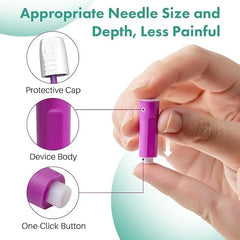 Pressure Activated Safety Lancets (100 Count) - 28G Sterile Single-Use Needle (1.8mm Depth) | Painless & Gentle Finger Prick Device for Blood Glucose Testing, Diabetes Monitoring & Glucometer Sugar Check Needle