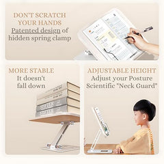 Sunchhaya Acrylic Book Stand for Reading – Clear Adjustable Book Holder with 360° Rotating Base, Foldable Reading Stand for Desk, Cookbook, Tablet & Laptop Stand, Height & Angle Adjustable (R22H)